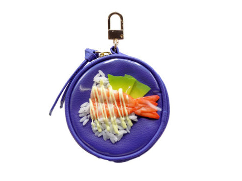 Avocado & Shrimp Rice Circular Purse Ver. 2 - Blue