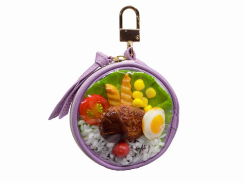 Hamburger Bento Circular Purse - Purple