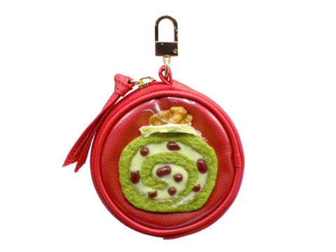 Matcha (Green Tea) Roll Cake Circular Purse Ver. 2 - Red