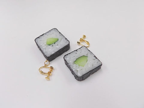 Cucumber Roll Sushi Clip-On Earrings