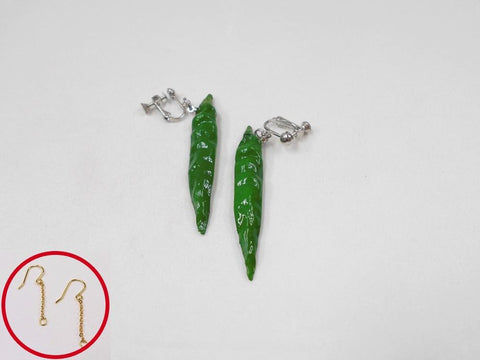 Green Chili Pepper (mini) Pierced Earrings