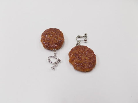 Hamburger Patty (small) Clip-On Earrings