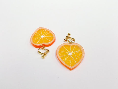 Orange Slice (Heart-Shaped) Clip-On Earrings