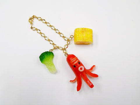 Sausage (Octopus-Shaped), Fried Egg (mini) & Broccoli (small) Bag Charm