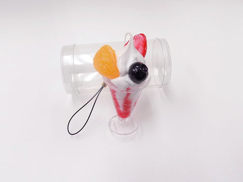 Coupe glacée aux fraises (mini) Bijou/fermeture éclair pour téléphone portable