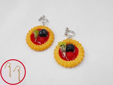 Strawberry Sauce-Filled Kiwi, Raspberry & Blueberry Cookie Pierced Earrings