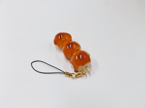 Toasted Dumplings Covered in a Soy & Sugar Sauce (3-piece with Skewer) Cell Phone Charm/Zipper Pull